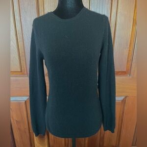 Sofie Classic Cashmere Luxury Pull Over Crew Neck Sweater, Black Size Small